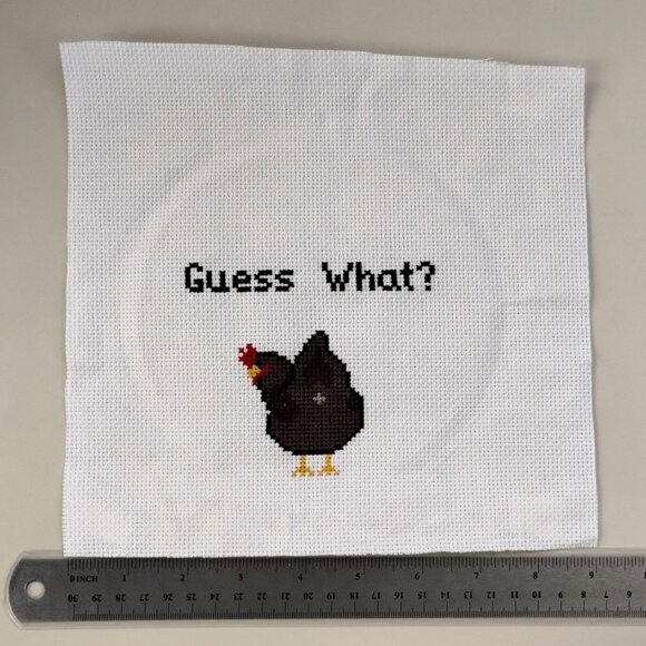 Guess What? Chicken Butt! / Cross Stitch / Completed, Hand Made - Picture 3 of 3